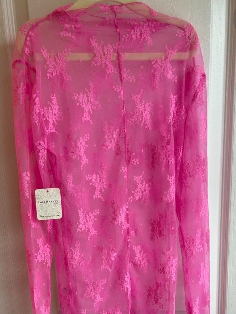Free People Sheer Lace Undershirt  - Pink -XS